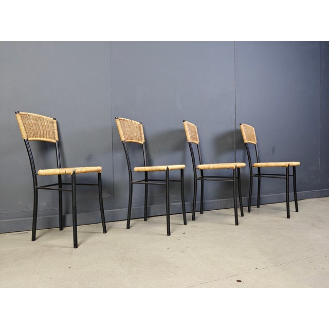 Wood Vintage Wicker Dining Chairs, 1980s, Set of 4 For Sale - Image 7 of 7