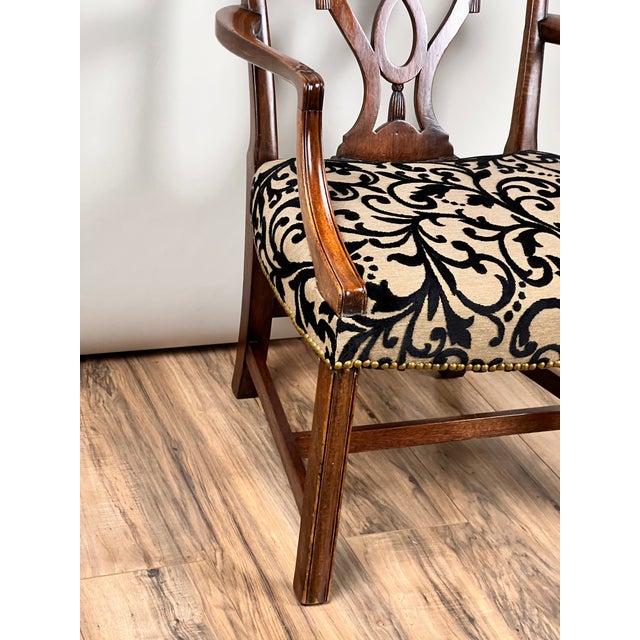 19th Century Antique George III Chippendale Open Arm Chair C. Early 19th Century For Sale - Image 5 of 7