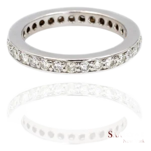 14k (585) White Gold Natural Diamond Eternity Band Size 6.5