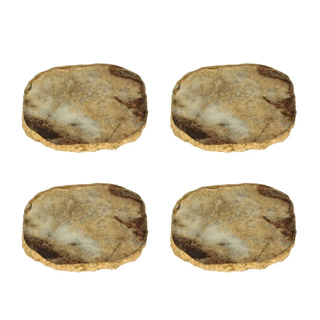 Viken Agate Marble Glass Coasters, Brown, Set of 4 For Sale - Image 4 of 4