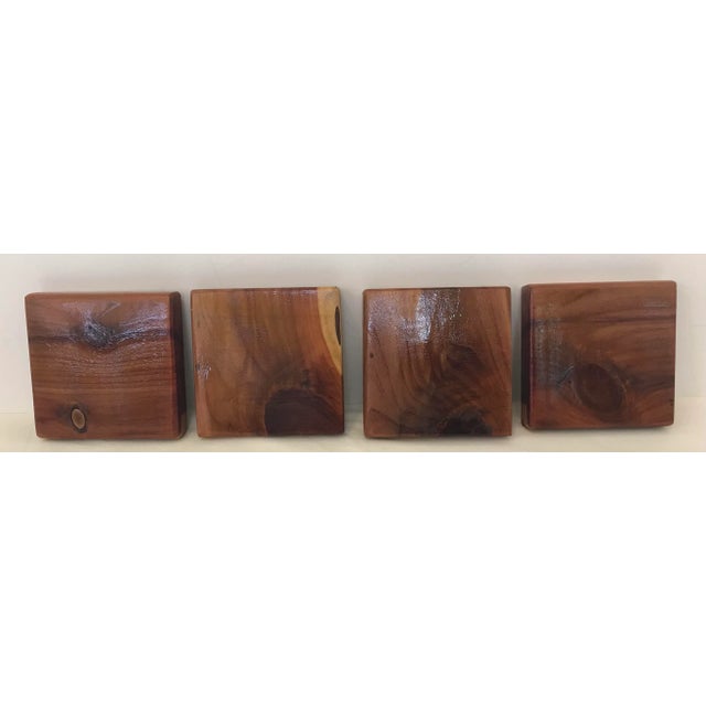 Set of four cedar wooden coasters. G