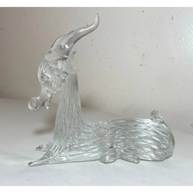 Up for sale is a nice quality vintage hand blown Italian Murano art glass goat sculpture. It's blown with exquisite...