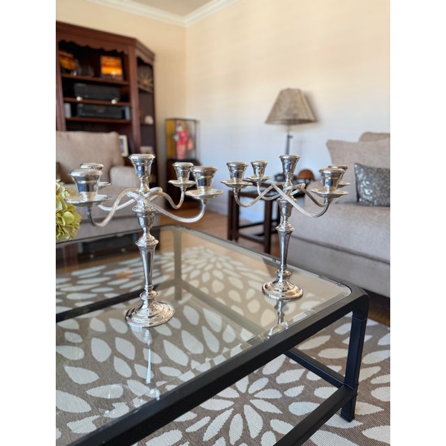 Metal Barker-Ellis Silver Co. Made in England Silverplate Pair 3-Arm Candelabras For Sale - Image 7 of 12