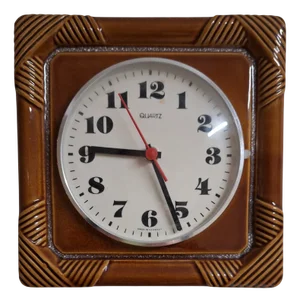 German H 3765 Wall Clock with Brown Ceramic Housing, 1970s