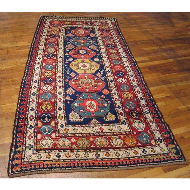 Antique Persian Kurdish rug, size: 4'2" x 9'10". Antique Persian Allover Geometric Hand Knotted Pile Rug, Country of...