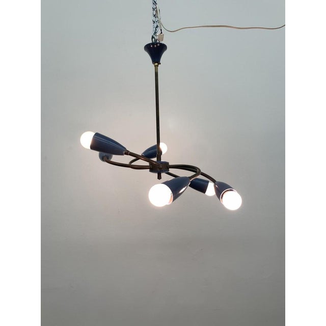 Metal Mid-Century Modern Spider Ceiling Lamp, 1950s For Sale - Image 7 of 18