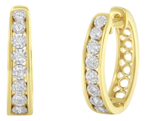 10KT Yellow and White Gold Diamond Hoop Earring (1/2 cttw, J-K Color, I2-I3 Clarity)