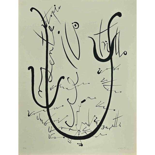 Rafael Alberti, Letter U, Lithograph, 1972 For Sale