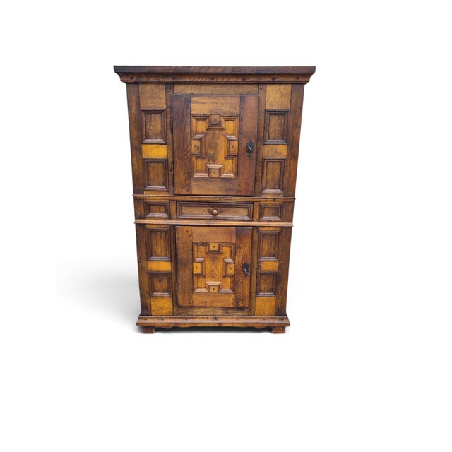 Wood 18th Century Baroque Oak Geometric Cabinet For Sale - Image 7 of 7
