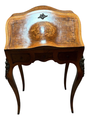 Antique Petite French Inlaid Secretary Desk