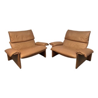 1970s Leather Lounge Chairs Designed by Giovanni Offredi for Saporiti Italia For Sale