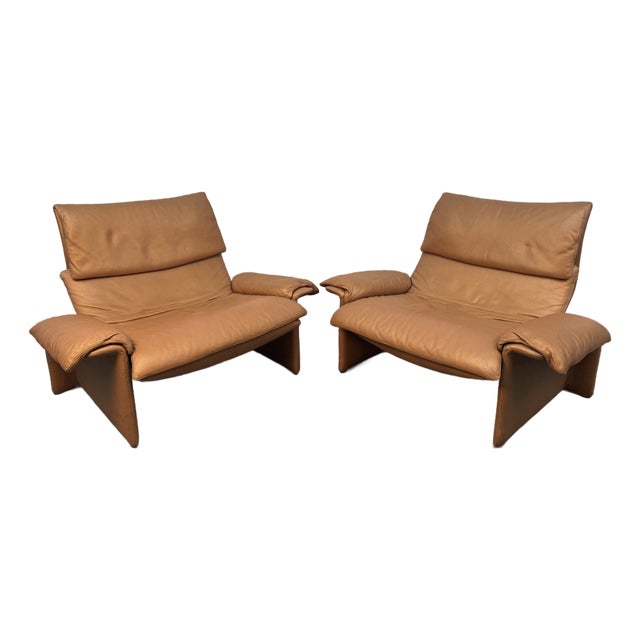 1970s Leather Lounge Chairs Designed by Giovanni Offredi for Saporiti Italia For Sale