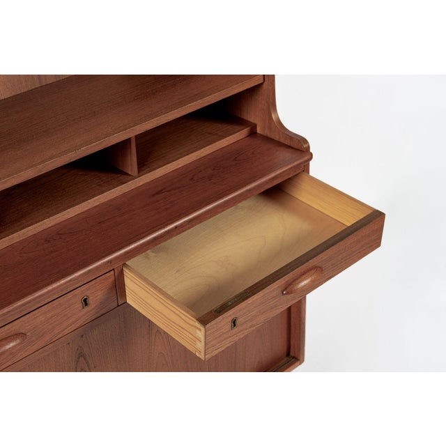 Mid Century Danish Teak Wood Bookcase Cabinet & Secretary Desk 1960s For Sale - Image 11 of 14