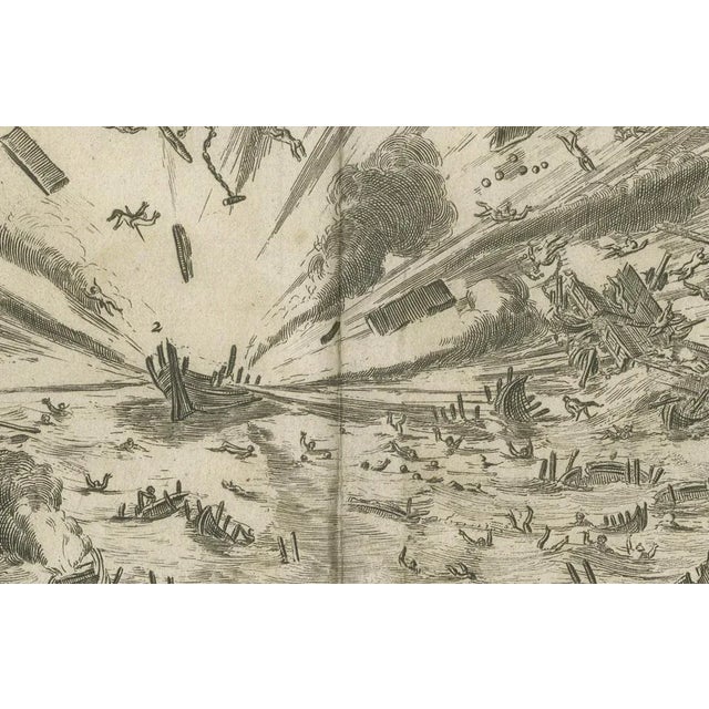 Early 18th Century Coenraet Decker, 1585 Explosion of a Pontoon Bridge at the Siege of Antwerp, 1710, Print For Sale - Image 5 of 6