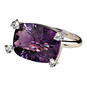 AJD Contemporary Scintillating Amethyst and White Zircon Ring Size 8