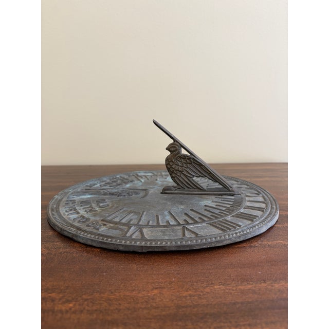 Virginia Metalcrafters Vintage English Country Iron Garden Sundial "Grow Old Along With Me" For Sale - Image 4 of 7