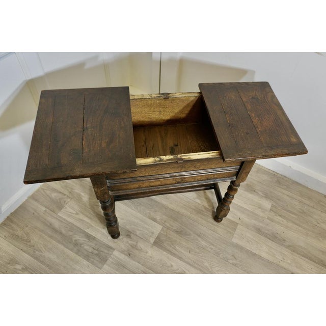 An Oak Joint Stool, Occasional Table, Sewing Box This a good Oak Joint or Joined Stool which has a secret compartment...