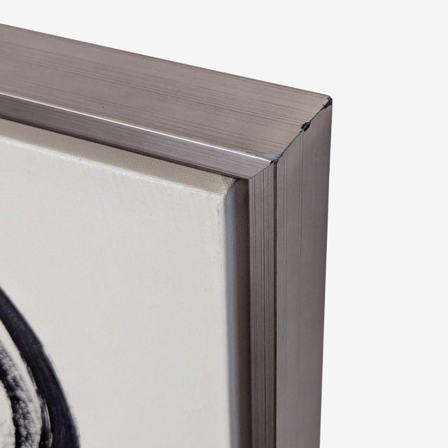 Contemporary Minimalist Black and White Abstract Brushstroke Painting, Framed Art For Sale - Image 3 of 5