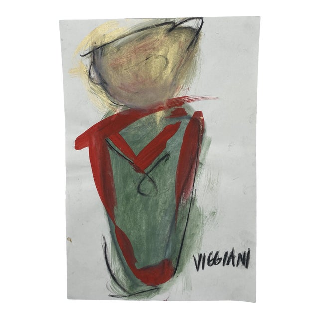 Late 20th Century Charcoal Abstract Drawing Signed Viggiani For Sale