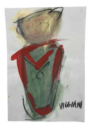 Late 20th Century Charcoal Abstract Drawing Signed Viggiani
