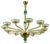 Chandelier in Amber and Emerald Hand Blown Glass attributed to Venini, 1970s For Sale