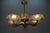Art Deco French Frosted Glass, Brass, and Copper Chandelier, 1930s For Sale - Image 3 of 18