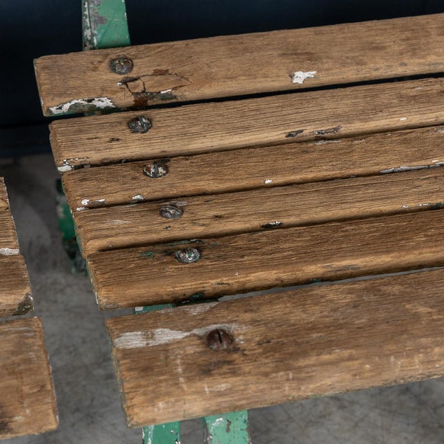 Antique 19th Century Victorian Wrought Iron & Wood Garden Seats, 1890, Set of 4 For Sale - Image 11 of 18