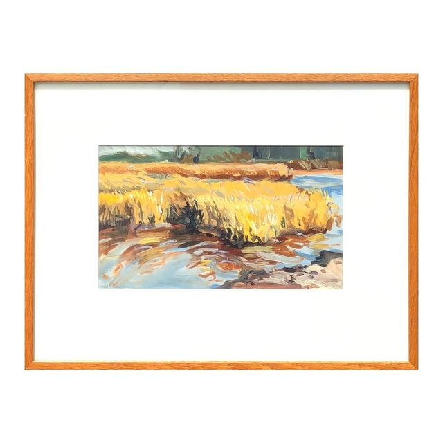 Late 20th Century Philip Koch "Marsh Grass" Contemporary Colorful Wetlands Landscape Oil Painting, 20th Century For Sale - Image 5 of 12