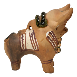 Vintage Peruvian Terracotta Bull Incense Holder Vessel