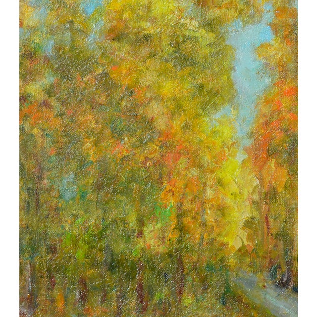 Impressionist Autumn Trees - Mid Century Small-Scale Landscape, Signed Oil Painting by Helen Enoch Gleiforst For Sale - Image 3 of 4