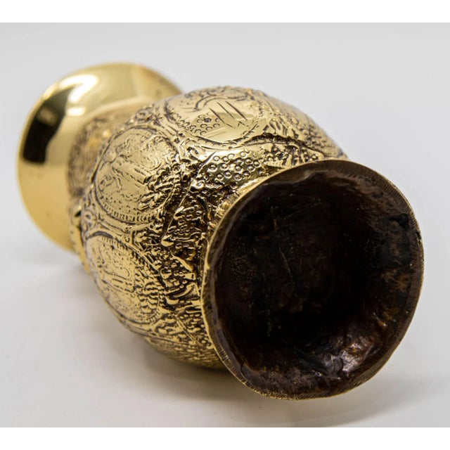 Antique Asian Polished Gold Brass Ashta Lakshmi Hindu Pot India For Sale - Image 11 of 12