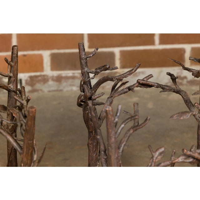 Pair of Midcentury French Iron Twig Drinks Table Bases with Cross Stretchers For Sale - Image 4 of 12
