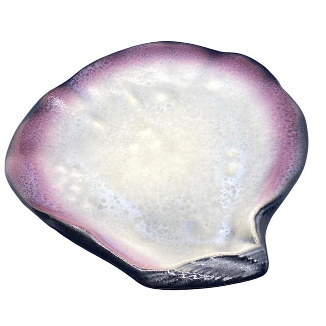 Large Ceramic "Shellfish" Vide Poche Signed by Pol Chambost. Pretty pale pink and lavender to deep purple colors. This...