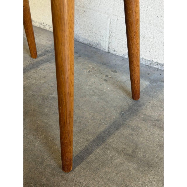 Wood Vintage Danish Mid Century Modern Teak Vanity Stool Ottoman For Sale - Image 7 of 9