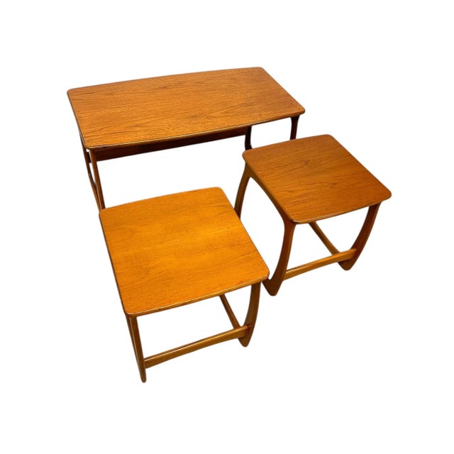 Brown Vintage Mid-Century Modern Nesting Tables, 1960s Danish Design - Set of 3 For Sale - Image 8 of 10