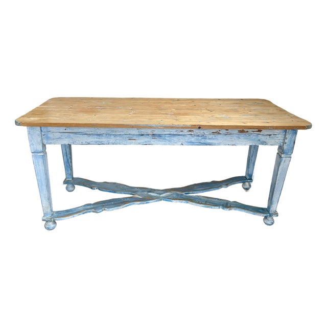 Antique Belgium Painted Farm Table For Sale