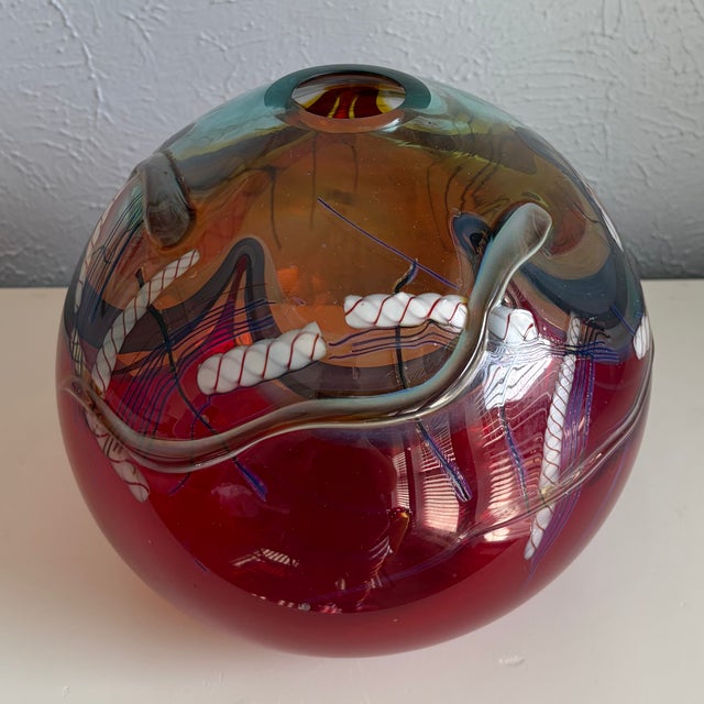 Large Art Glass Vase - Daniel Edler Graffiti Helix Series For Sale In Dallas - Image 6 of 9