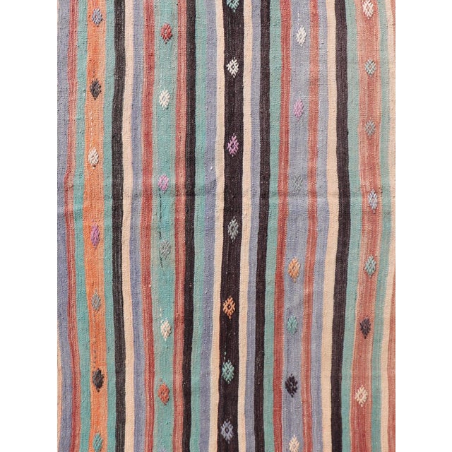 Vintage Turkish Kilim in Multi Colors and Geometric Tribal Motifs For Sale - Image 4 of 10