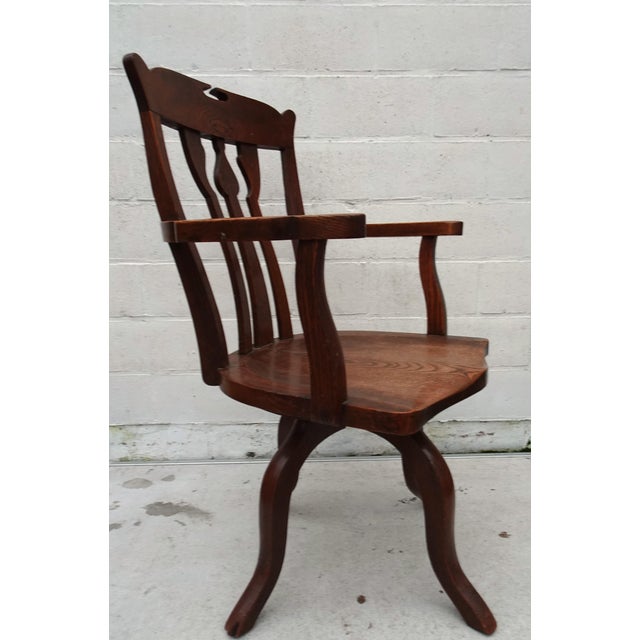 Antique Art Nouveau Swivel Chair in Oak, 1890s For Sale - Image 4 of 17