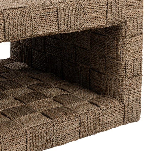2020s Coastal Contemporary Basketweave Seagrass Coffee Table For Sale - Image 5 of 5