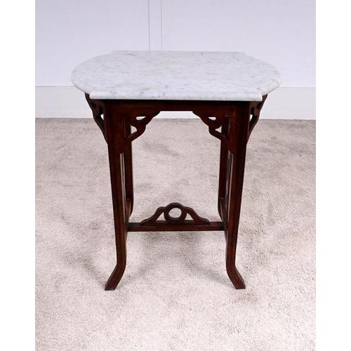Arts and Crafts Side Table with Marble Top, 1900s For Sale - Image 3 of 7