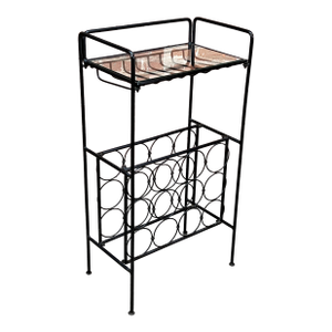 Vintage Mid Century Modern Wrought Iron & Glass Wine Rack / Bar by Arthur Umanoff
