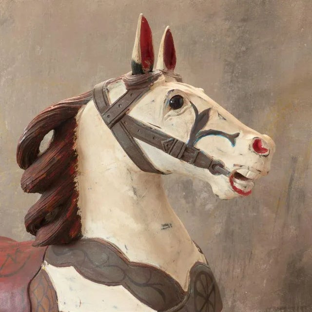 Carousel Horse in Hand Painted Wood, 1950s For Sale - Image 3 of 9