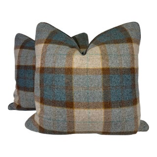 Abraham Moon "Burford" in Eau De Nil Wool 22" Pillows-a Pair For Sale