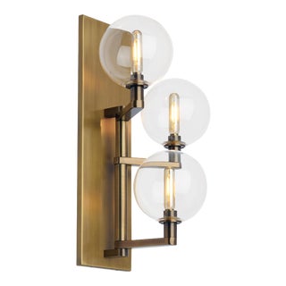 Visual Comfort Modern Gambit Triple Wall LED Aged Brass For Sale