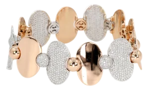 18k (750) Two Tone White and Rose Gold Natural Diamond Tennis Bracelet