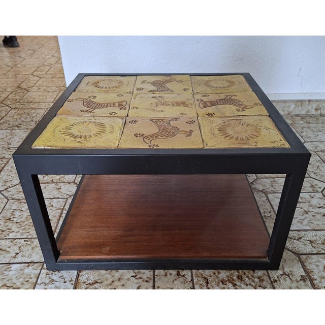Coffee Table in Glazed Ceramic and Black Metal, 1960s For Sale - Image 6 of 7