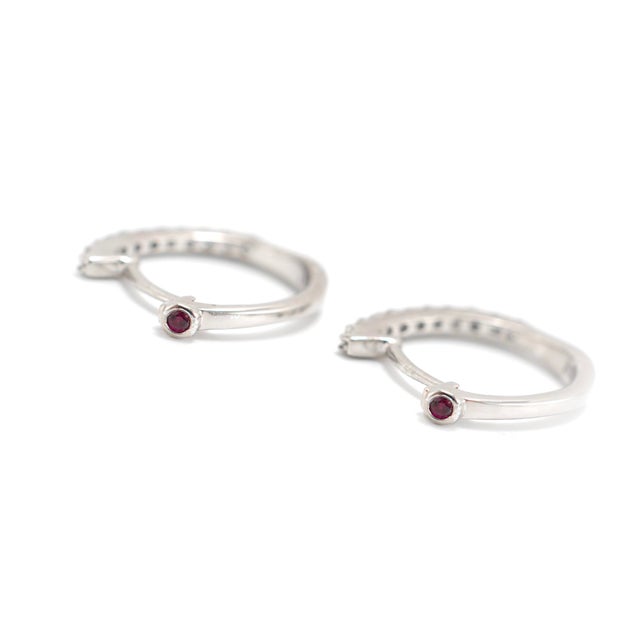 Early 21st Century Roberto Coin Classic Pave’ 18k White Gold Diamonds Huggy Hoop Earrings, Pair For Sale - Image 5 of 7