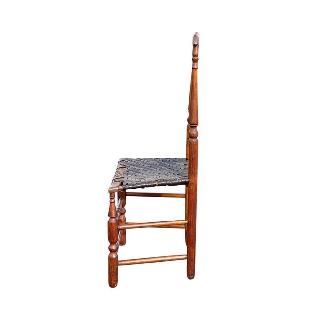 Brown 18th Century Antique William & Mary Period Yoke Back Chair With Splint Seat For Sale - Image 8 of 10