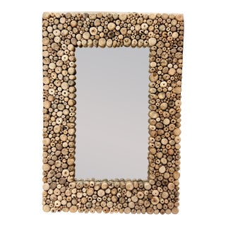 Rustic Fruit Wood Timberwood Wall Mirror For Sale
